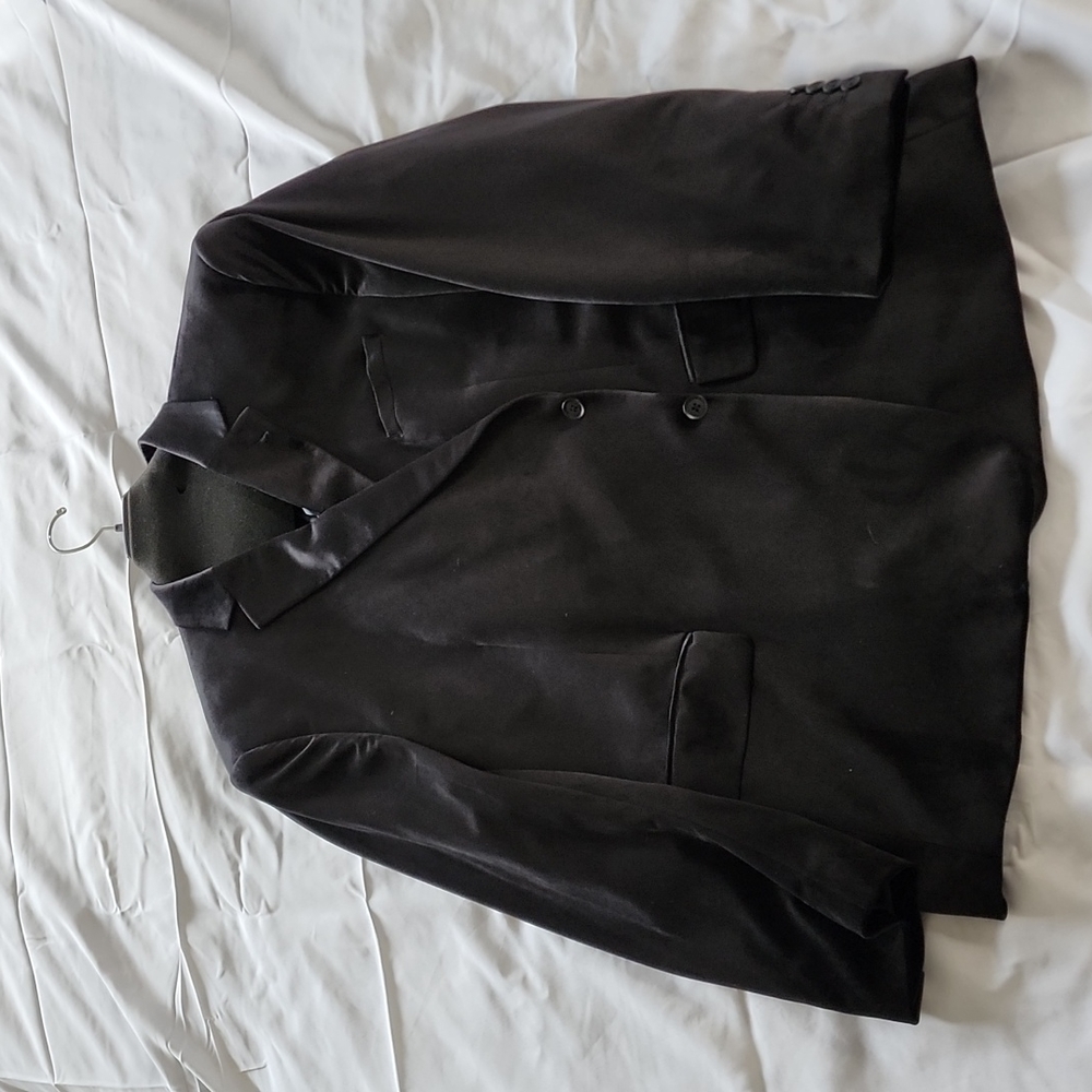 JF J. Ferrar Big & Tall Black Velvet Sport Coat Size 56L